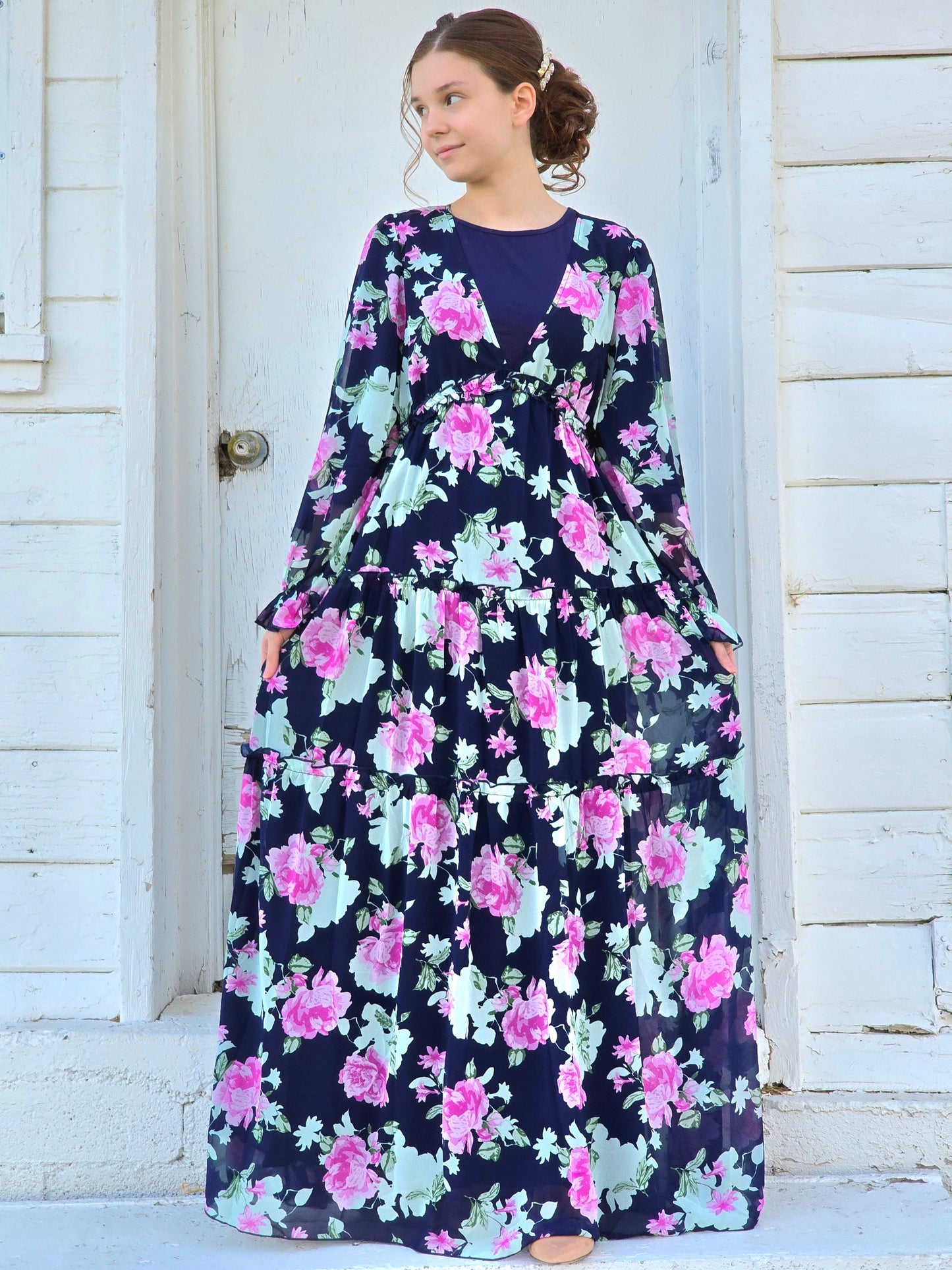 Navy Floral Maxi Dress