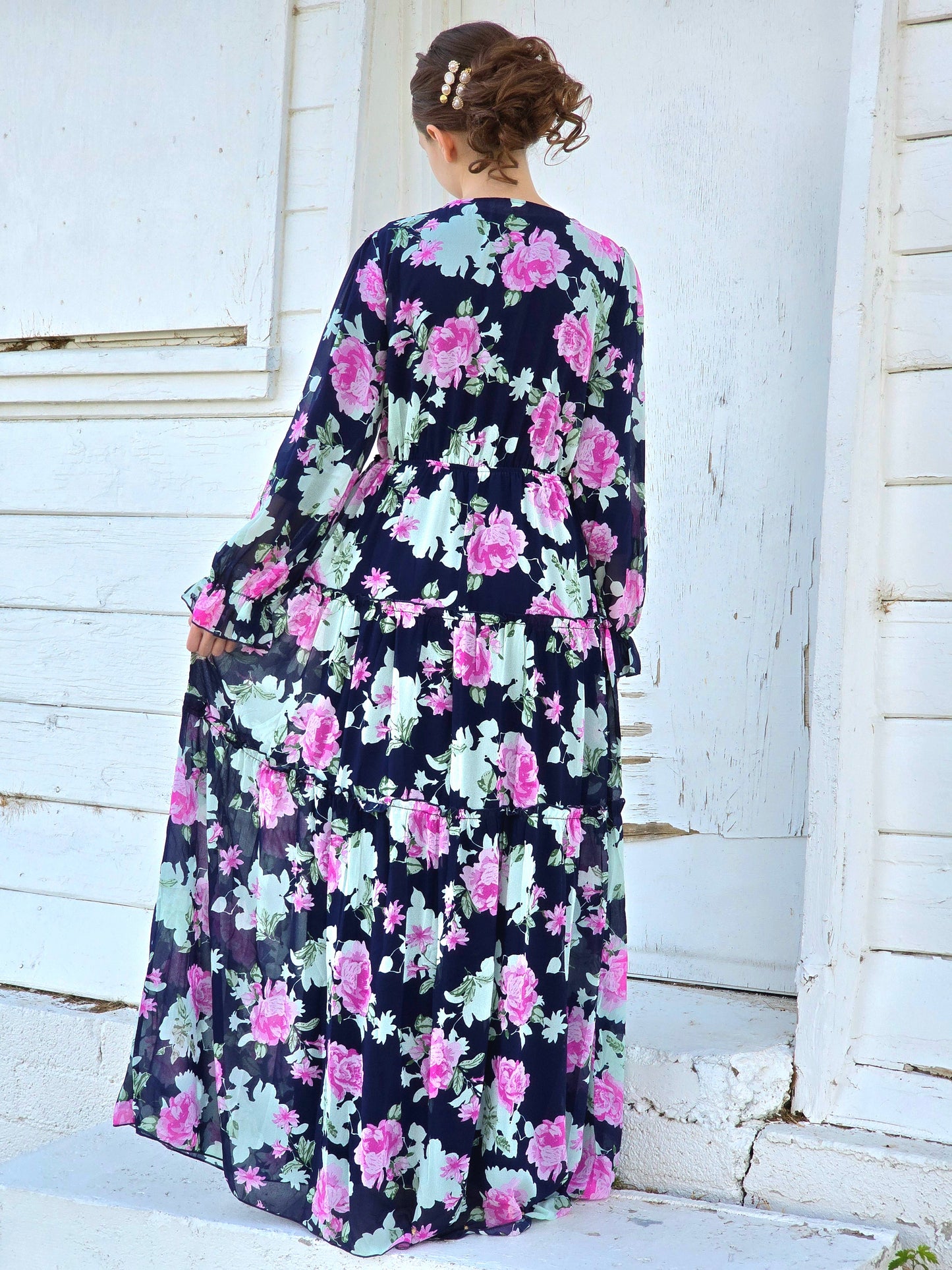 Navy Floral Maxi Dress