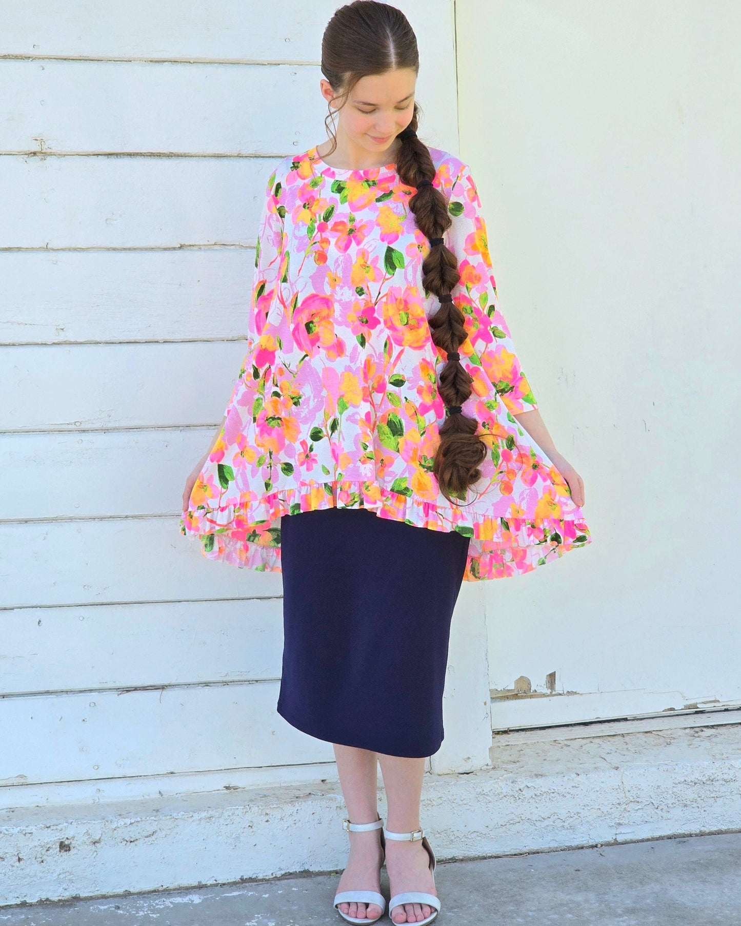 Pink Floral Hi-Low Tunic