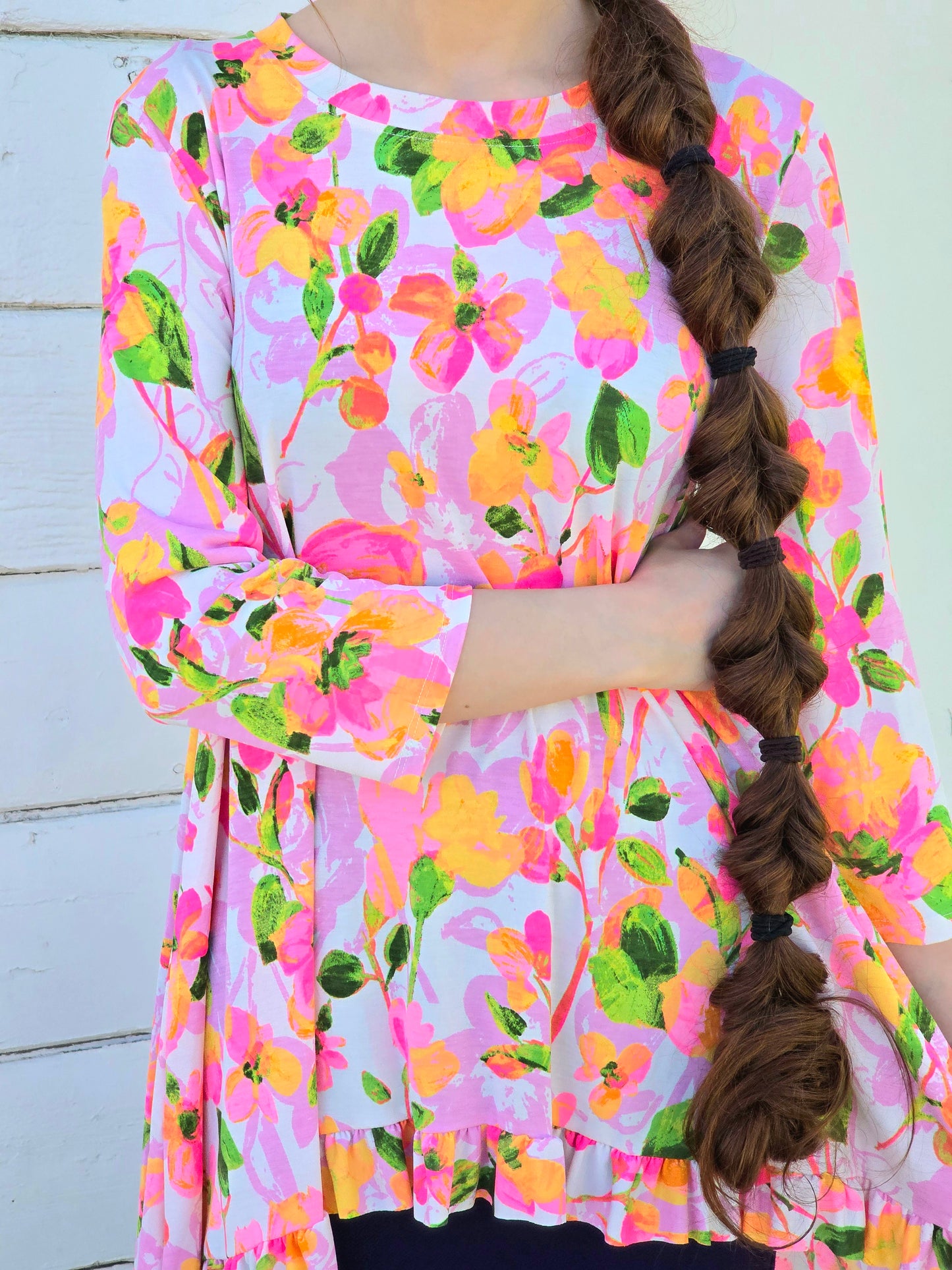 Pink Floral Hi-Low Tunic