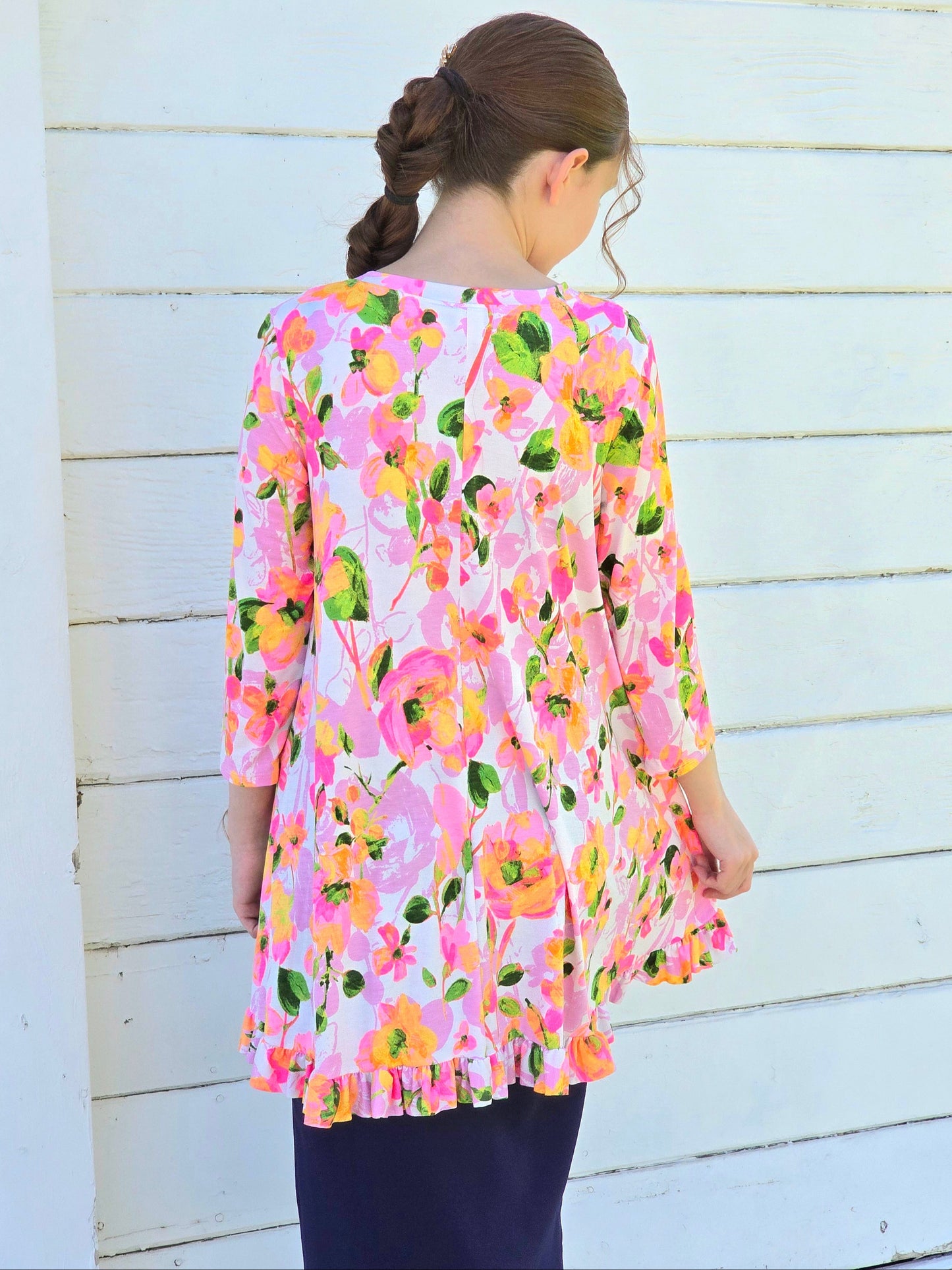 Pink Floral Hi-Low Tunic