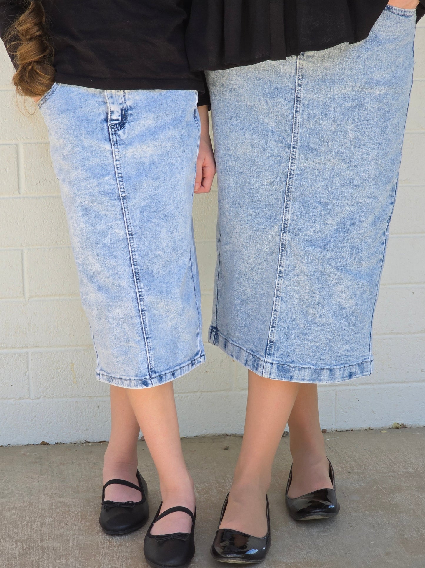 Girls Light Acid Wash Denim Skirt