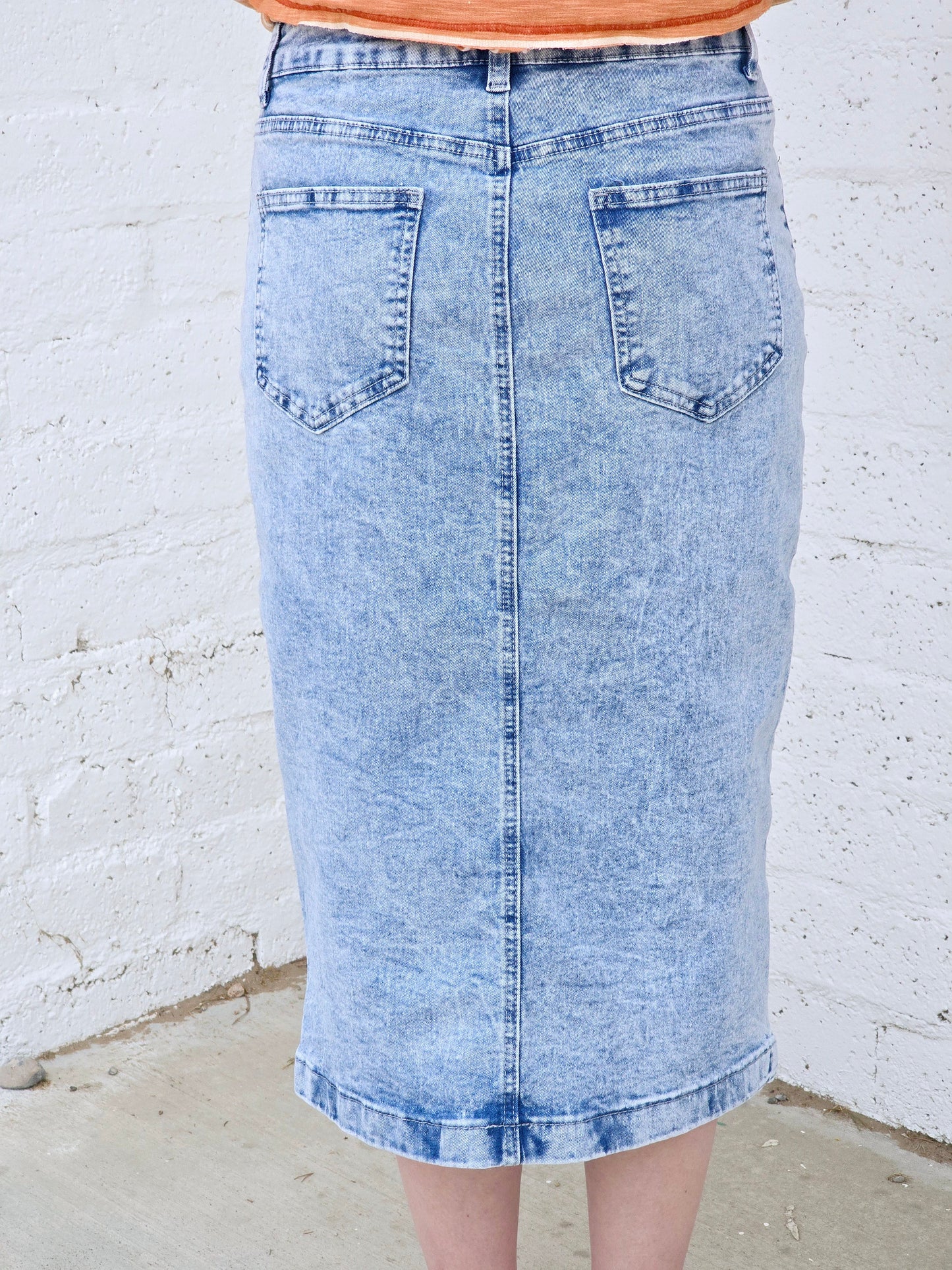 Light Acid Wash Denim Skirt