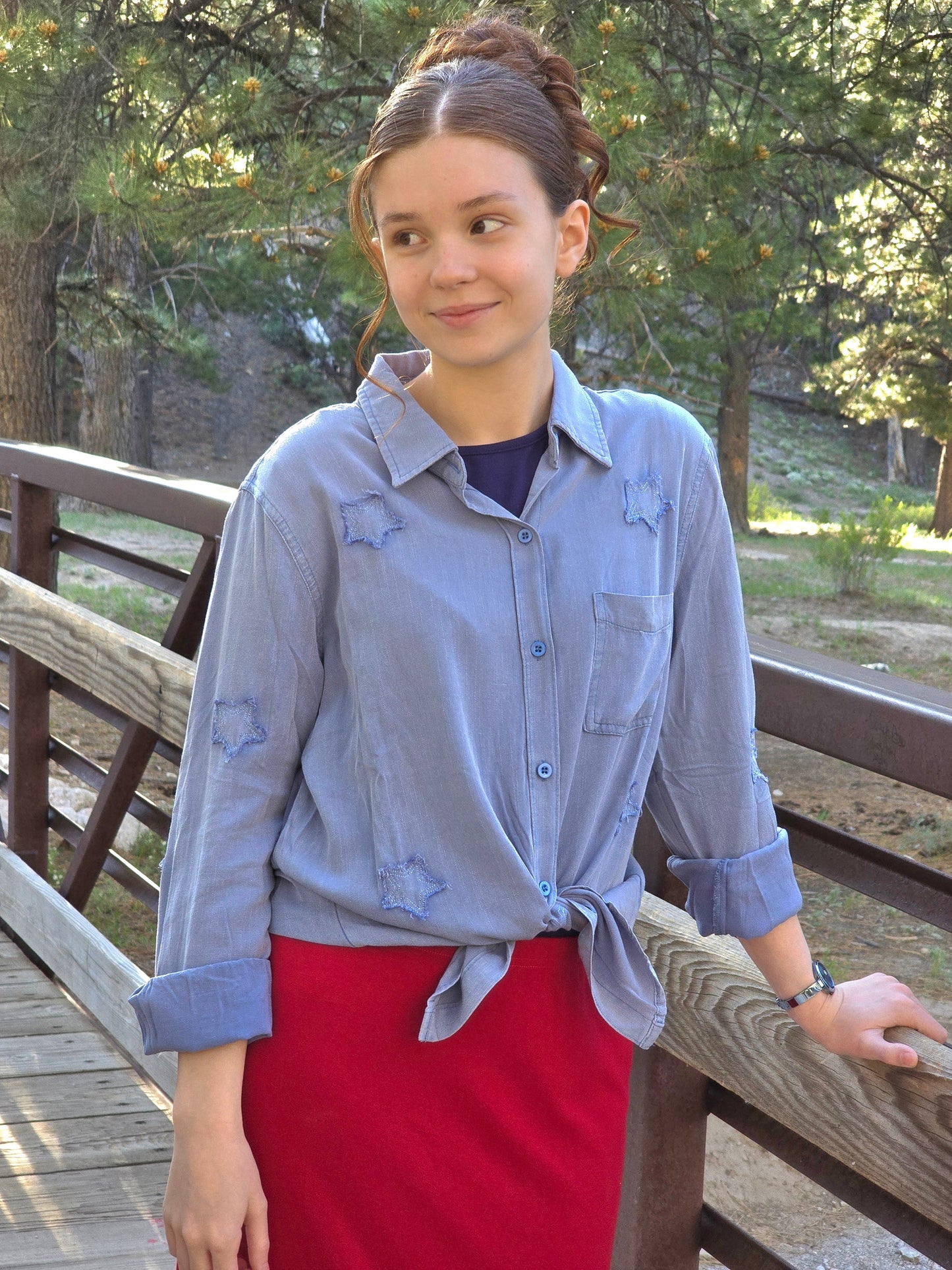 Vintage Blue Star Chambray Top