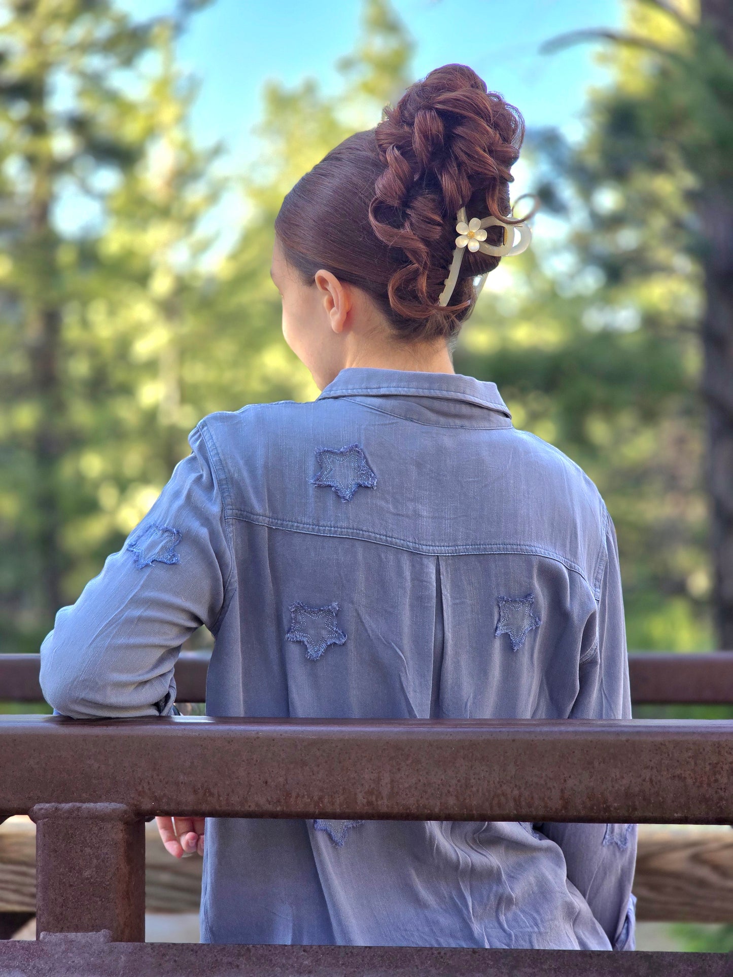 Vintage Blue Star Chambray Top