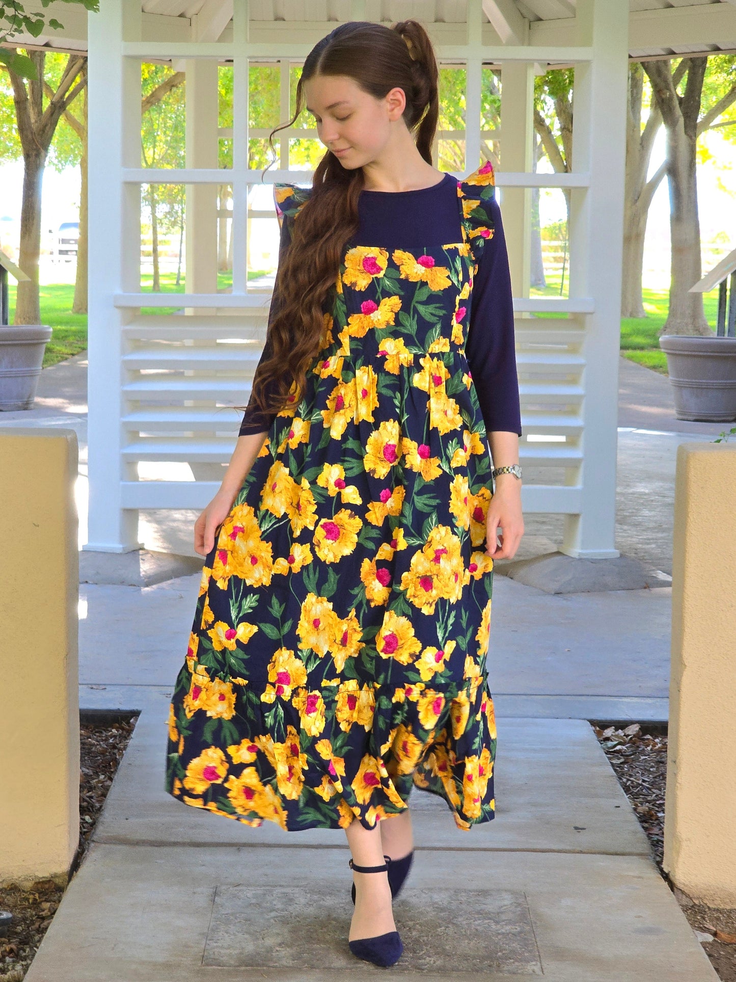 Fall Floral Ruffle Dress