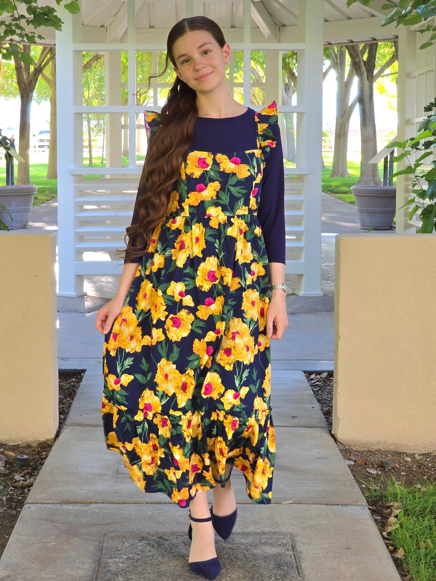 Fall Floral Ruffle Dress