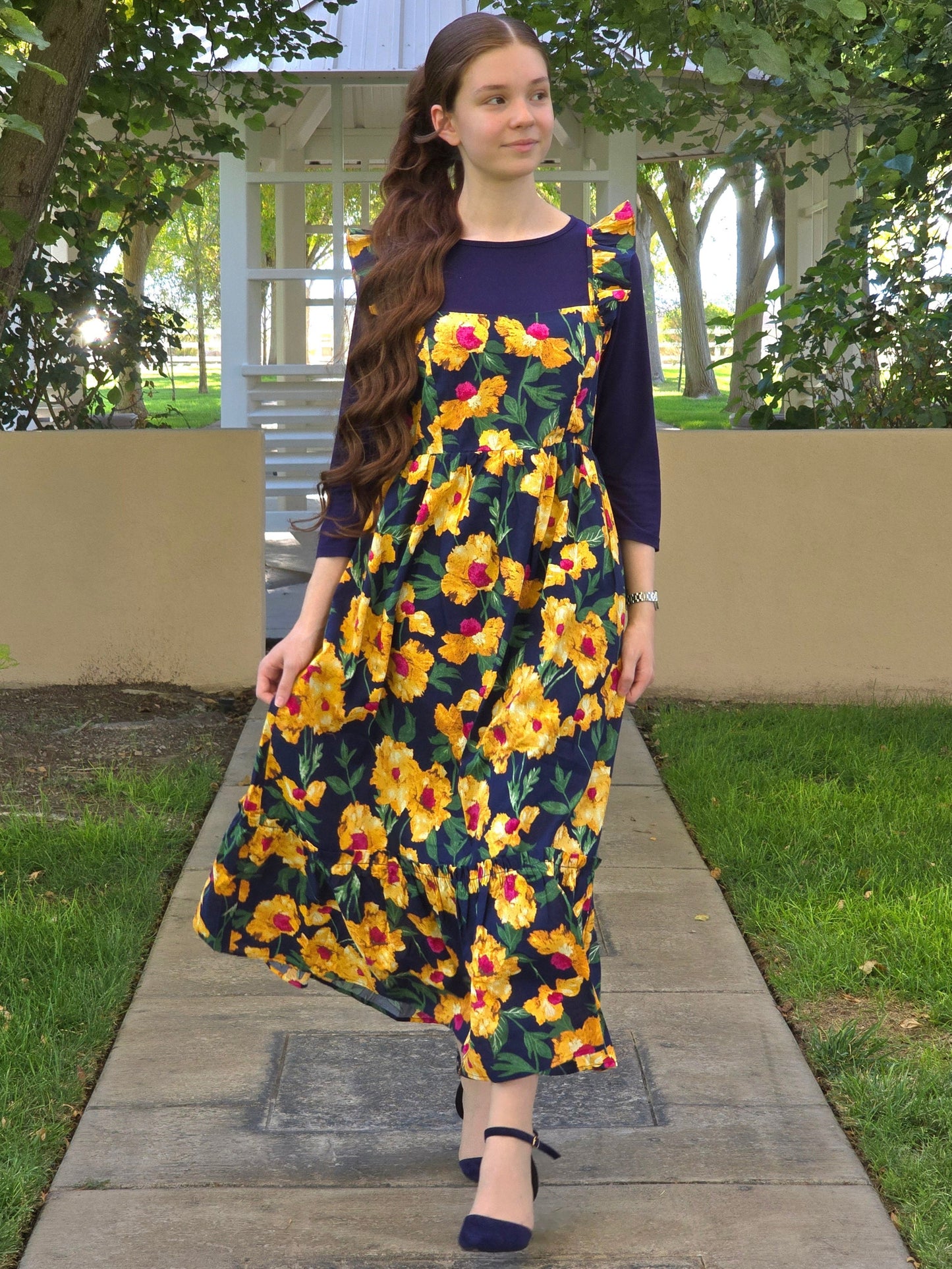 Fall Floral Ruffle Dress