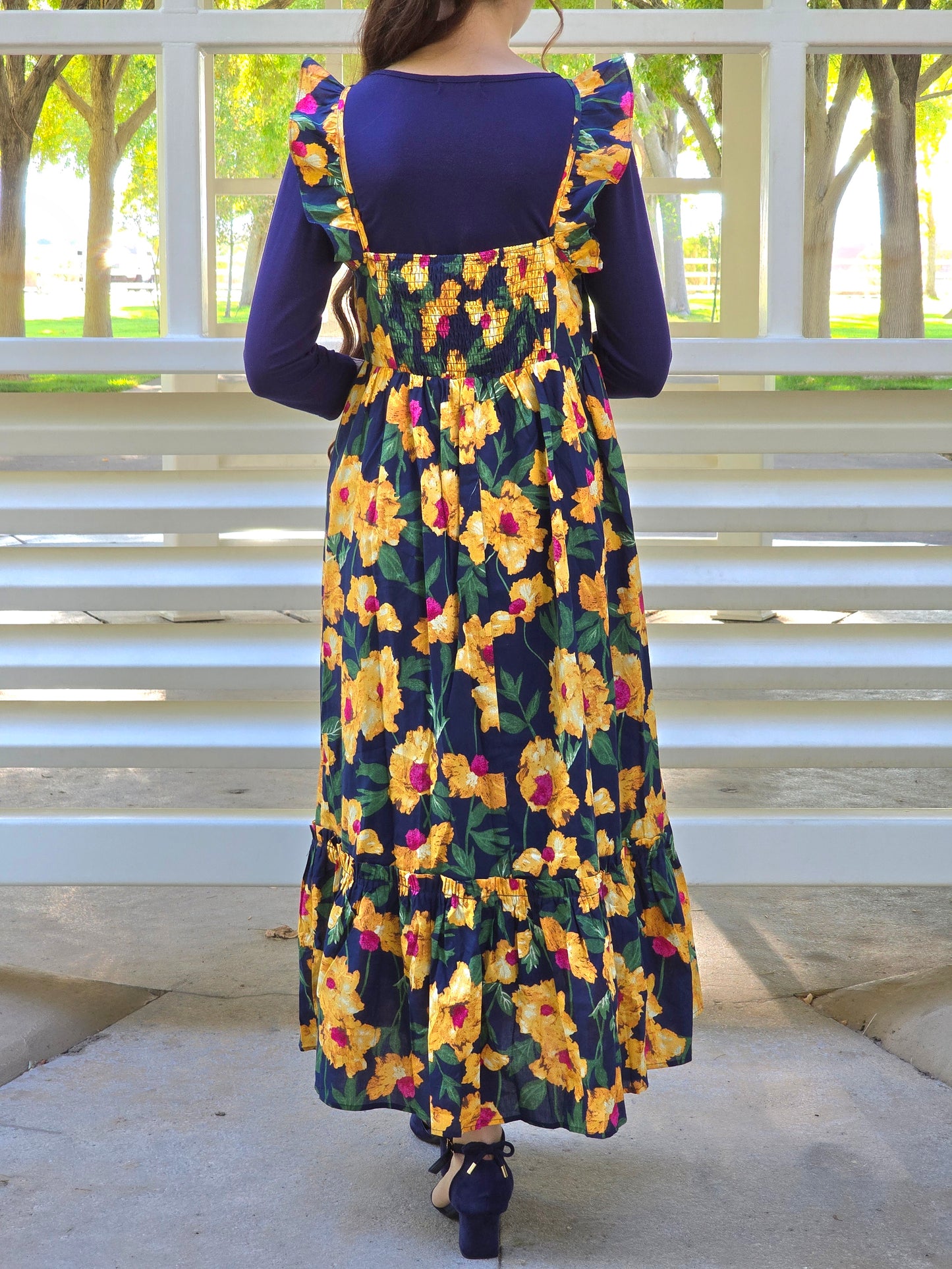 Fall Floral Ruffle Dress