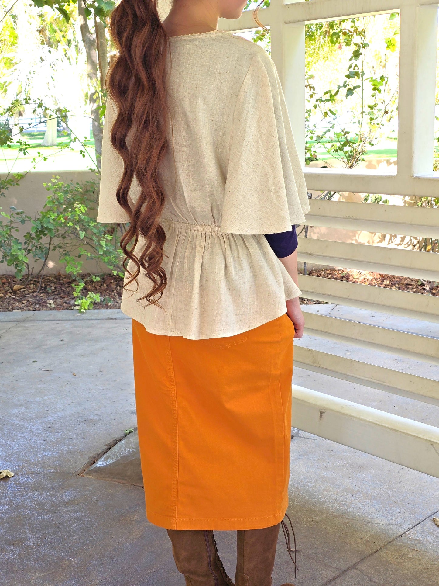 Pumpkin Spice Denim Skirt