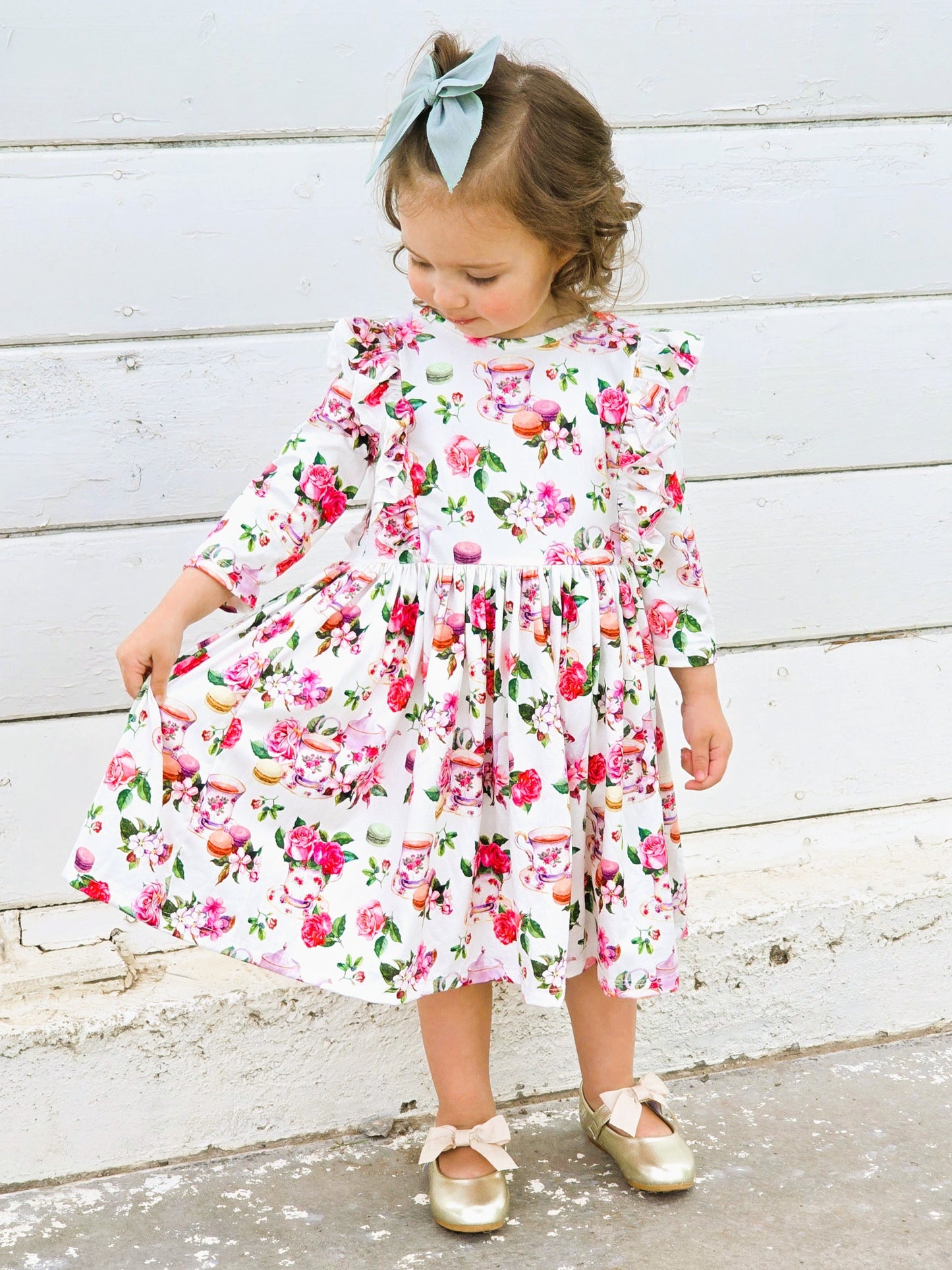 Garden Tea Party Ruffle Twirl Dress