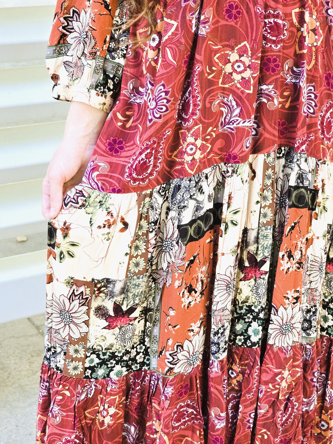 Fall Floral Mixed Print Dress