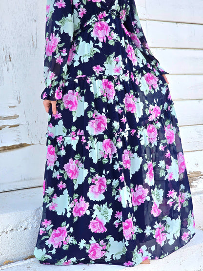 Navy Floral Maxi Dress
