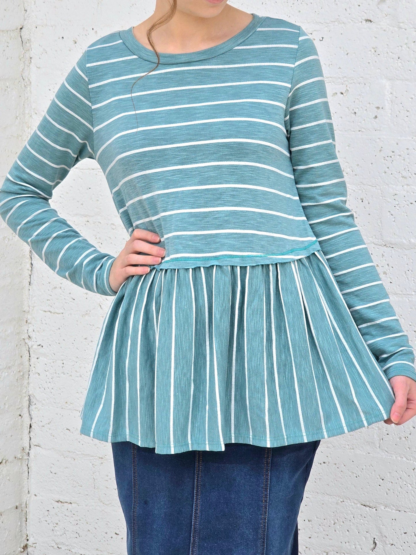 Striped Ruffle Hem Top