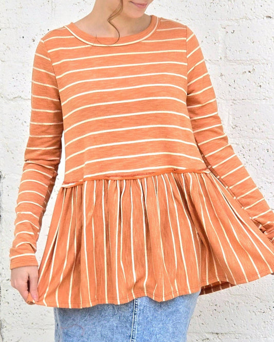 Striped Ruffle Hem Top