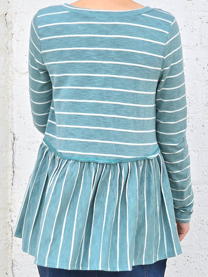 Striped Ruffle Hem Top