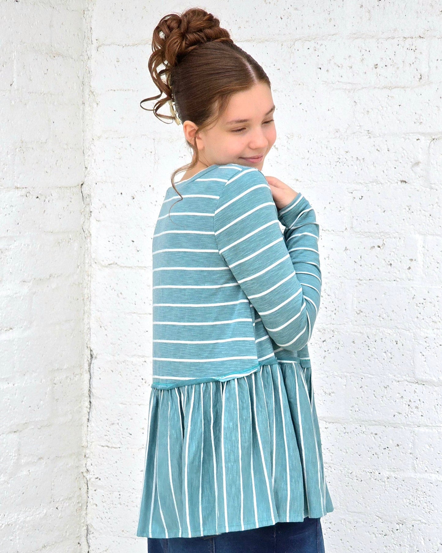 Striped Ruffle Hem Top
