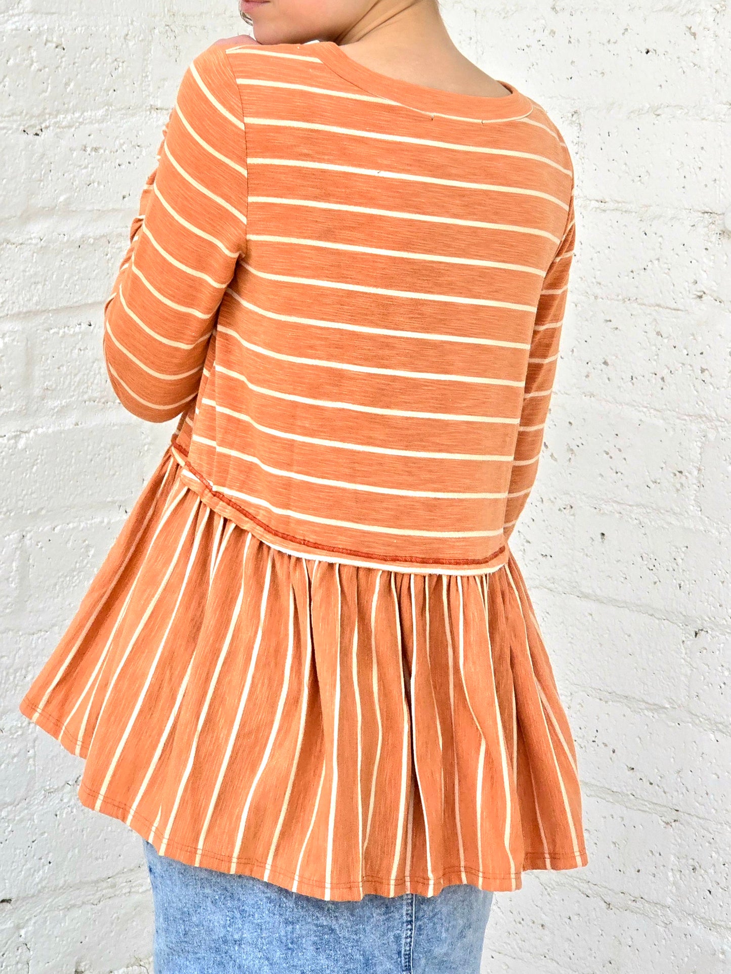 Striped Ruffle Hem Top