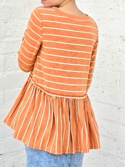 Striped Ruffle Hem Top
