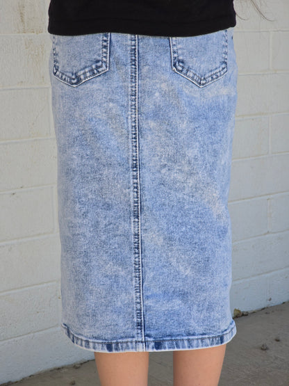 Girls Light Acid Wash Denim Skirt