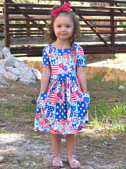 Patriotic Patchwork Twirl Dress