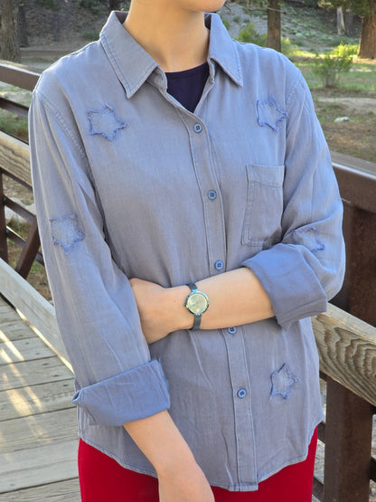 Vintage Blue Star Chambray Top