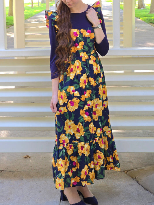 Fall Floral Ruffle Dress