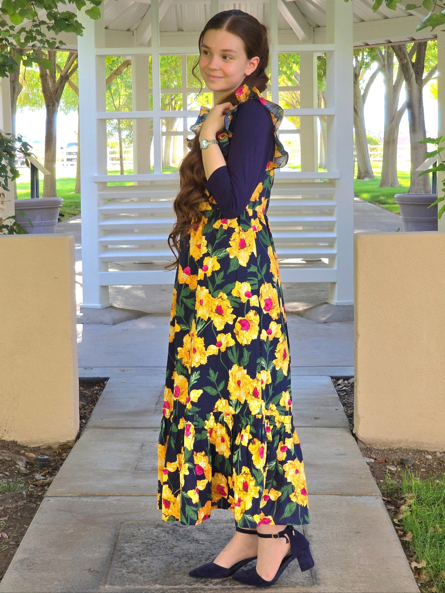 Fall Floral Ruffle Dress