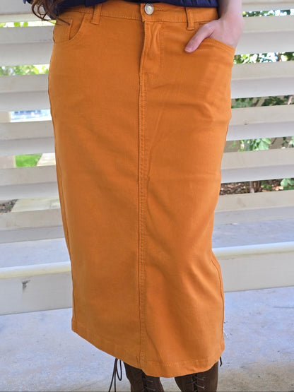 Pumpkin Spice Denim Skirt