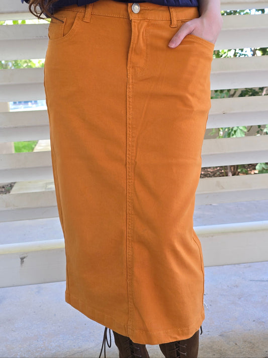 Pumpkin Spice Denim Skirt
