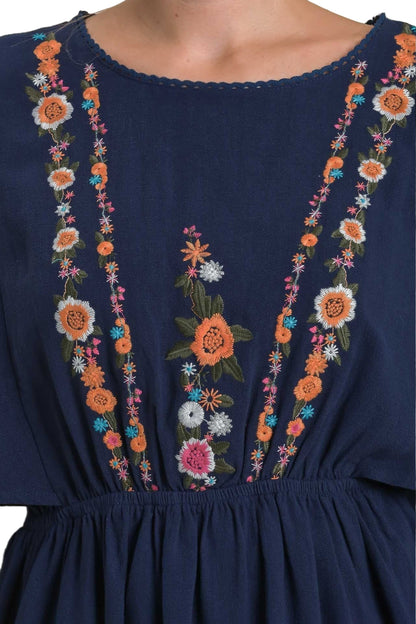 Linen Embroidery Ruffle Top