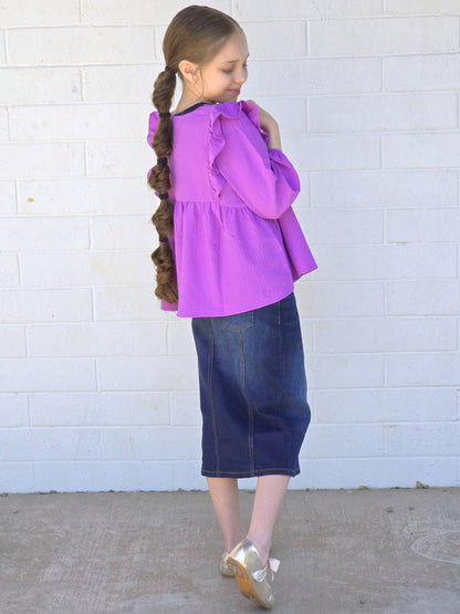 Girls Embroidered Floral Top