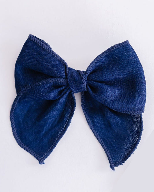 Classic Hair Bow in Navy