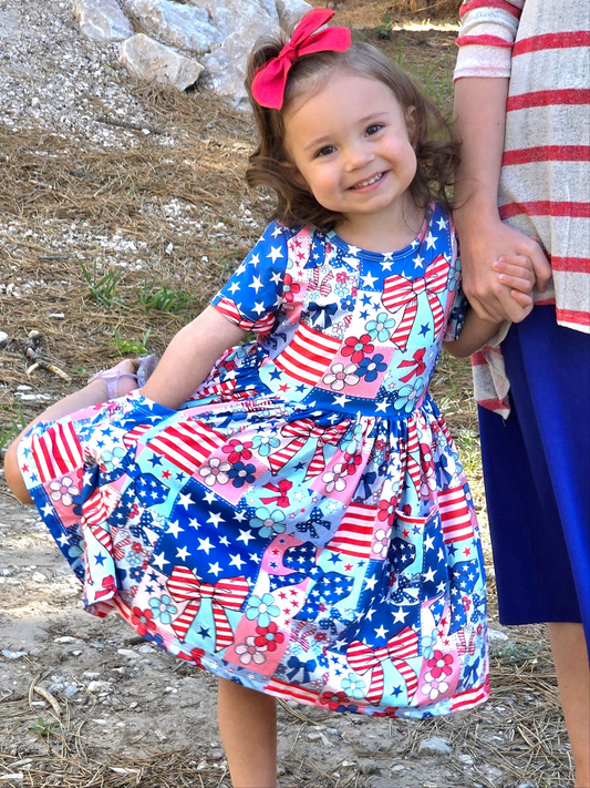 Patriotic Patchwork Twirl Dress