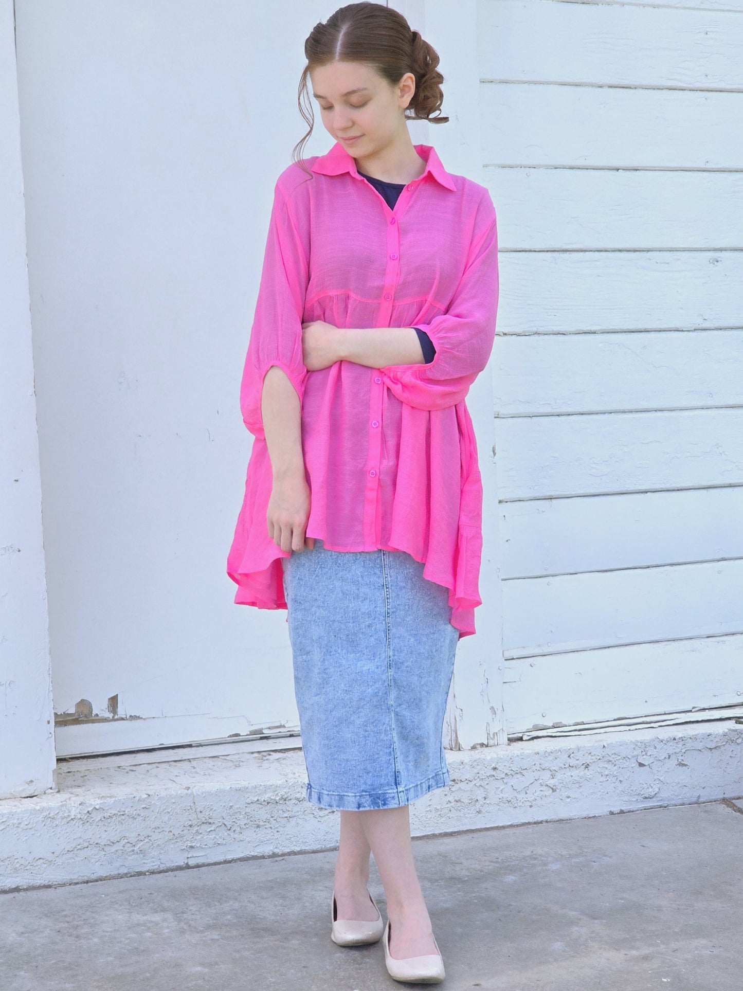 Darling Pink Hi-Low Tunic