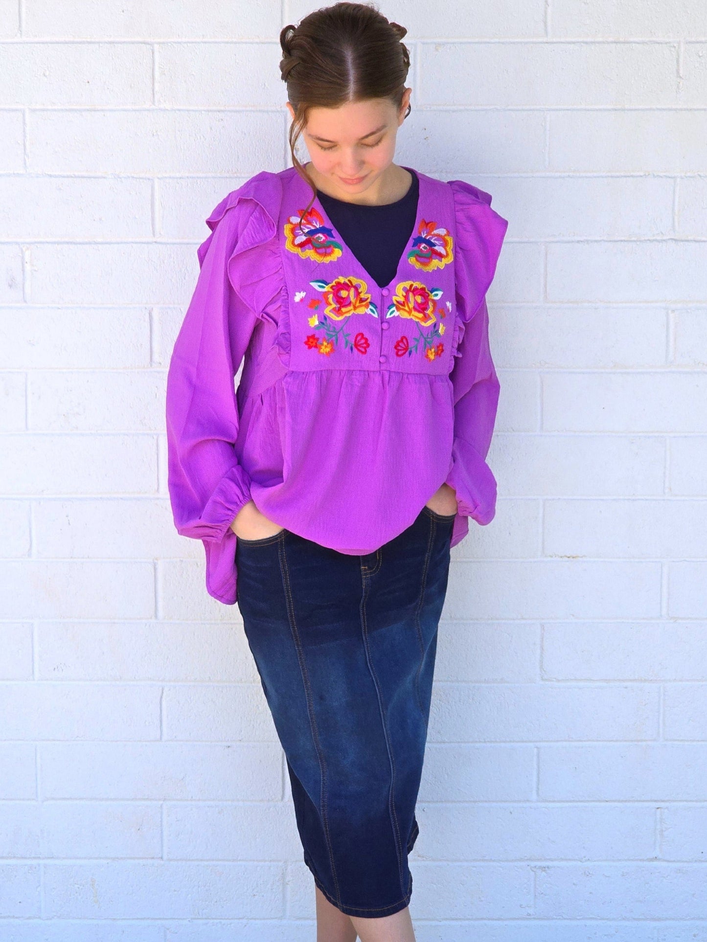 Embroidered Floral Top