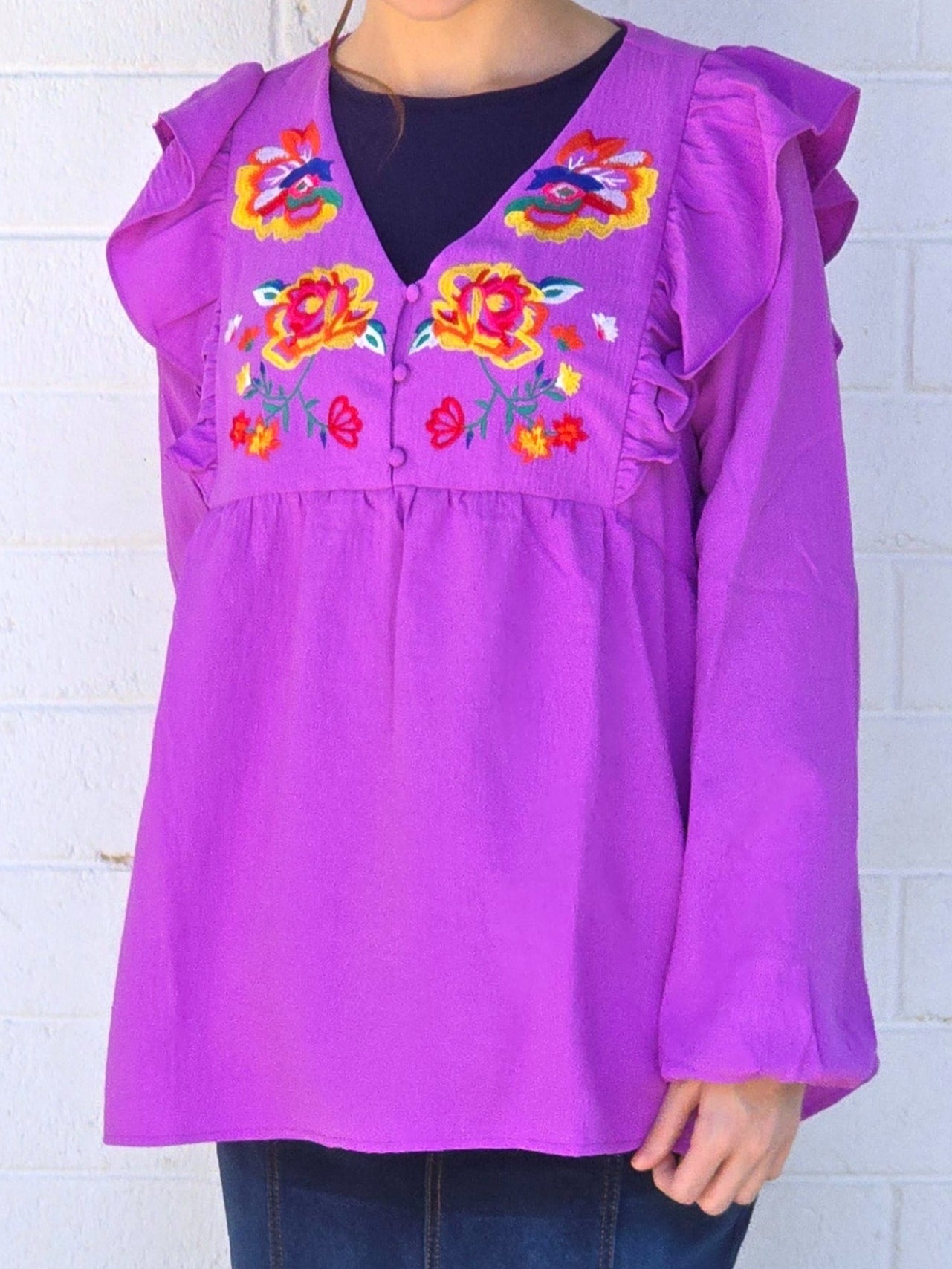 Embroidered Floral Top