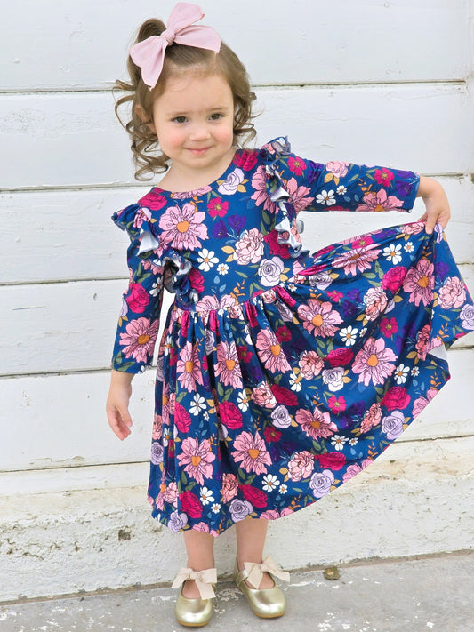 Vintage Garden Ruffle Twirl Dress