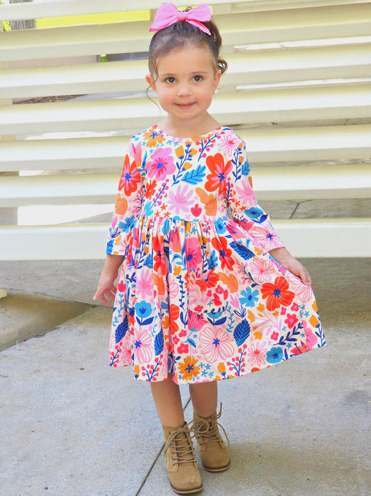 Floral Autumn Glow Twirl Dress