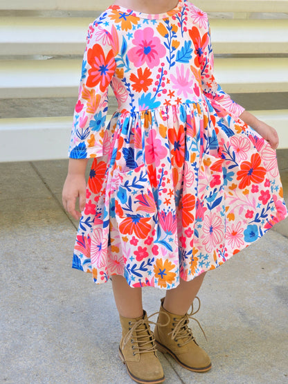 Floral Autumn Glow Twirl Dress