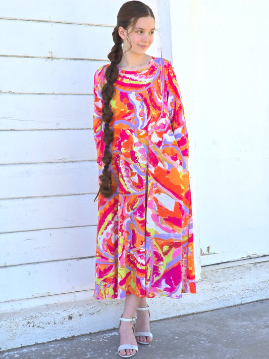 Tropical Swirl Midi Dress